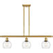 Ballston Athens 3 Light 36 inch Satin Gold Island Light Ceiling Light in Clear Glass