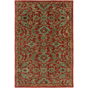Ruchika 156 X 108 inch Red and Blue Area Rug, Wool