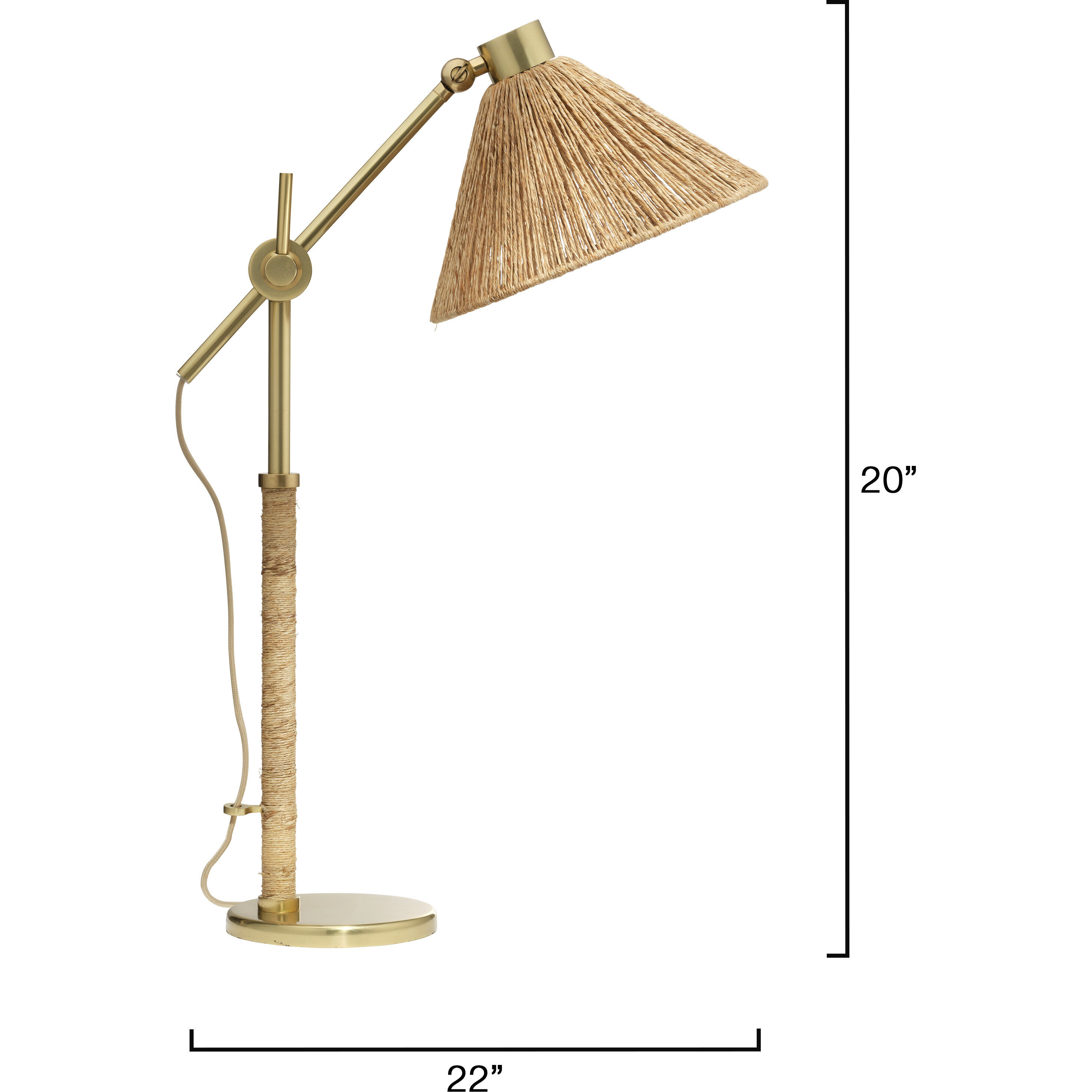 Fitzgerald 20 inch 60 watt Brushed Brass Table Lamp Portable Light, Inline