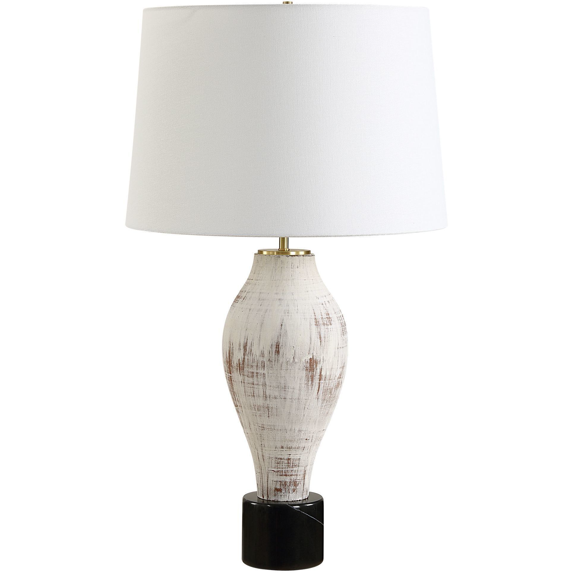 Magdaline 29.5 inch 150.00 watt Distressed Porcelain with Black Marble and Plated Brass Table Lamp Portable Light