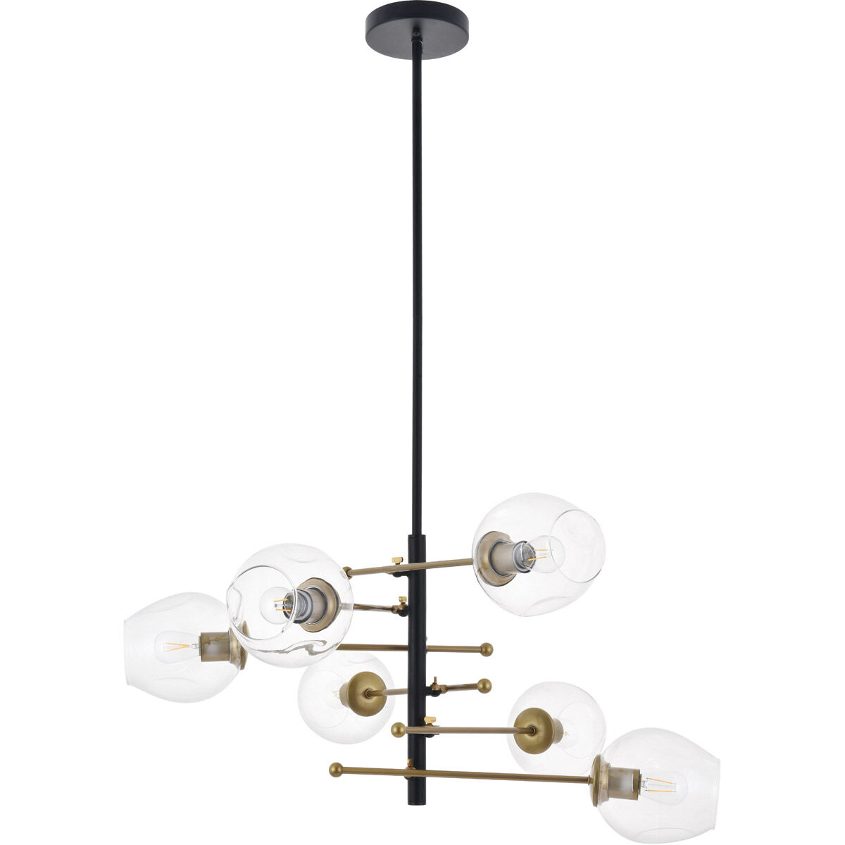 Paragon 6 Light 32 inch Matte Black and Brass Pendant Ceiling Light