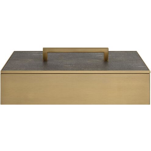 Wessex 14 inch Classic Brass and Gray Faux Shagreen Box