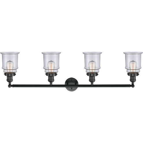 Franklin Restoration Canton 4 Light 42 inch Matte Black Bath Vanity Light Wall Light in Clear Glass, Franklin Restoration