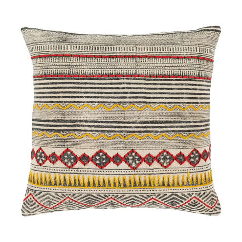 Zoya 20 X 20 inch Cream/Ivory/Black/Bright Yellow/Bright Red Pillow Kit, Square