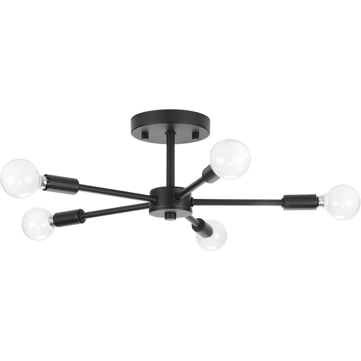 Delayne 5 Light 16 inch Matte Black Semi-Flush Mount Ceiling Light