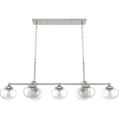 Saddle Creek 7 Light 52 inch Brushed Nickel Linear Chandelier Ceiling Light