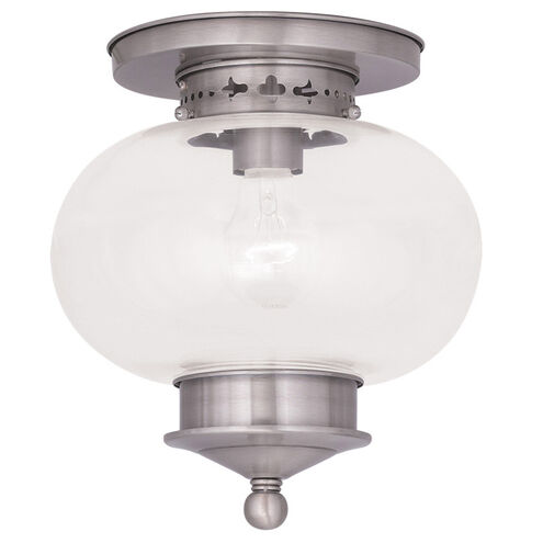 Harbor 1 Light 10 inch Brushed Nickel Semi-Flush Mount Ceiling Light