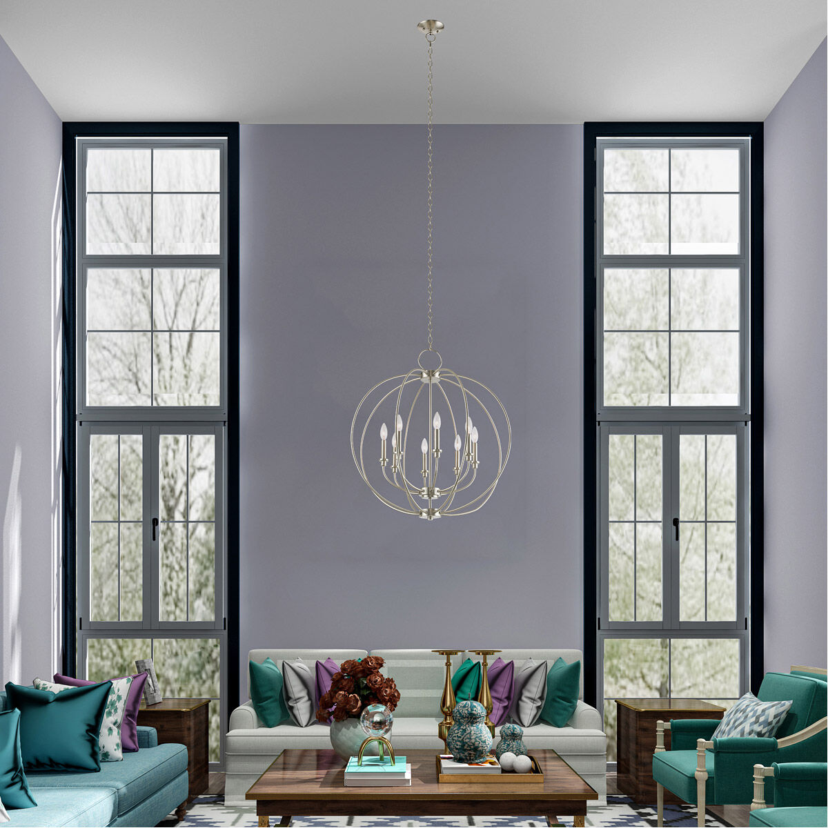 Milania 8 Light 28 inch Brushed Nickel Chandelier Ceiling Light