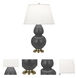 Double Gourd 31 inch 150 watt Matte Ash Glazed Ceramic with Antique Brass Table Lamp Portable Light in Pearl Dupioni