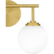 Eloise 2 Light 15 inch Aged Brass Bath Light Wall Light