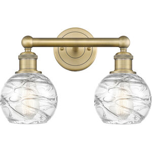 Athens Deco Swirl 2 Light 15 inch Brushed Brass and Clear Deco Swirl Bath Vanity Light Wall Light
