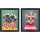 Whimsy Dog Multi and Blue and Green and Black Framed Art
