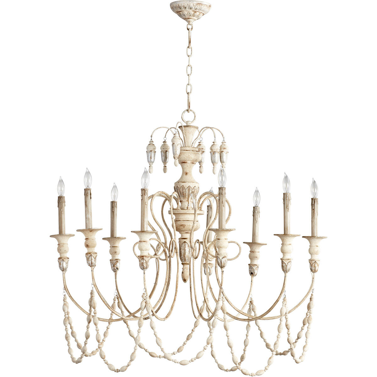 Florine Nine 9 Light 39 inch Persian White And Mystic Silver Chandelier Ceiling Light