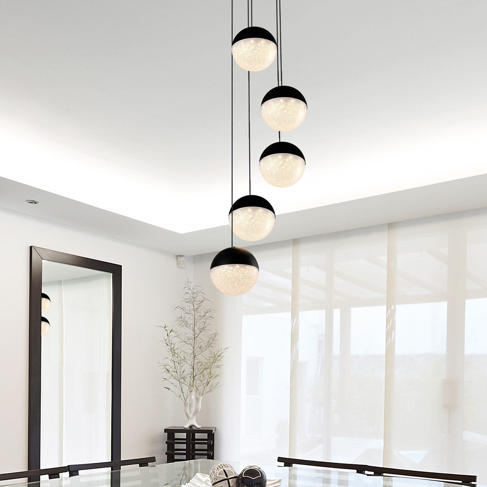 Artisan Collection/RAVELLO Series 5 Light 10.25 inch Black Pendant/Chandelier Ceiling Light