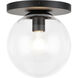 Cosmo 1 Light 7 inch Black Wall Sconce Wall Light in Black and Clear