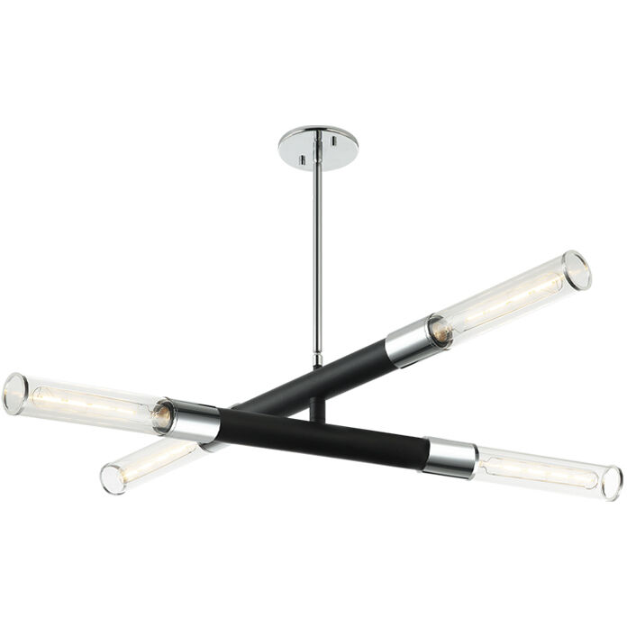 Tubo 4 Light 35 inch Matte Black and Chrome Pendant Ceiling Light
