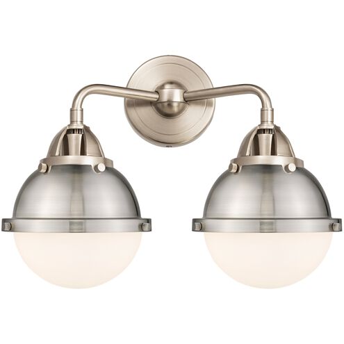 Nouveau 2 Hampden 2 Light 15.25 inch Brushed Satin Nickel Bath Vanity Light Wall Light in Matte White Glass