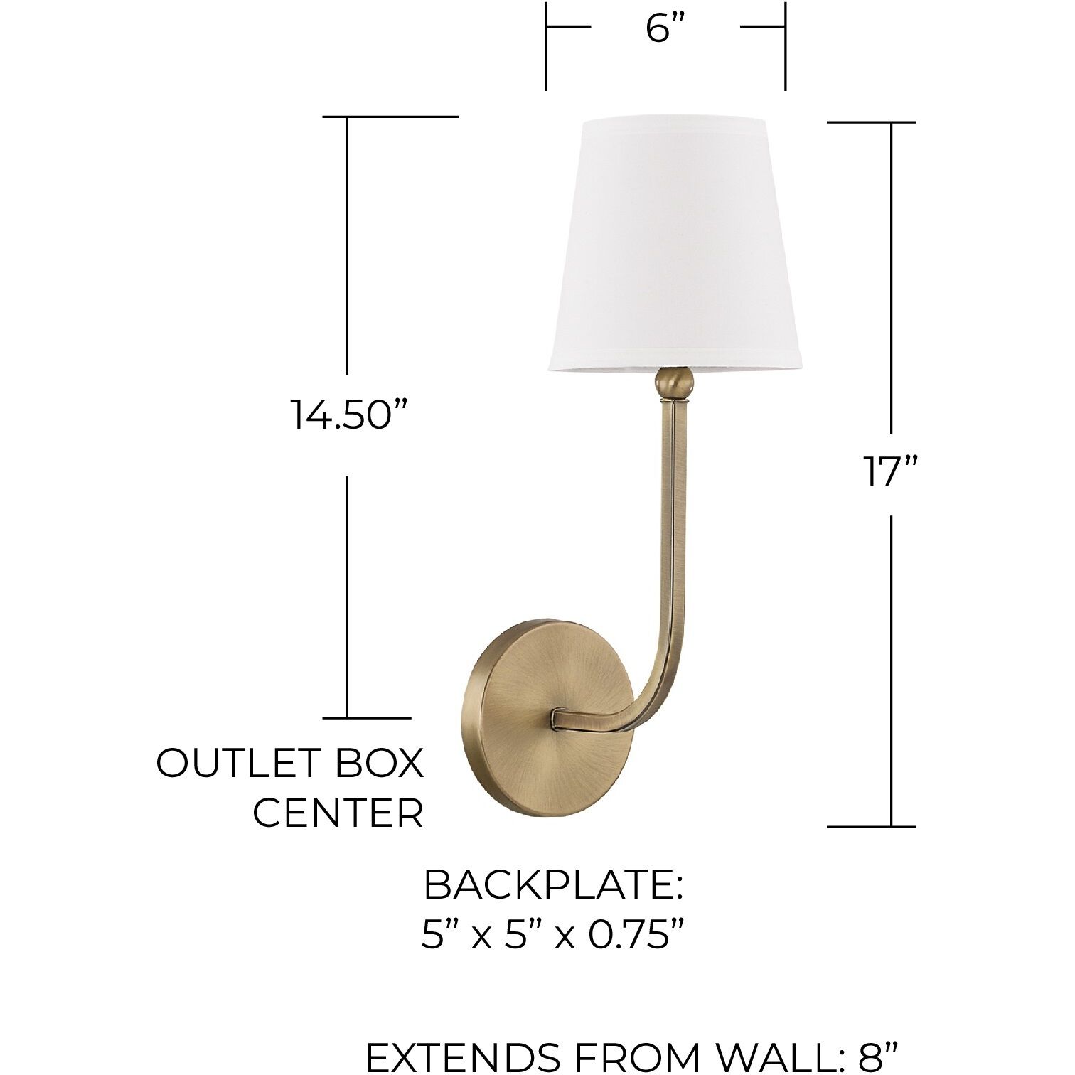 Dawson 1 Light 6 inch Aged Brass Sconce Wall Light