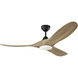 Maverick 52 inch Midnight Black with Natural Honey Blades Indoor/Outdoor Smart Ceiling Fan in Included