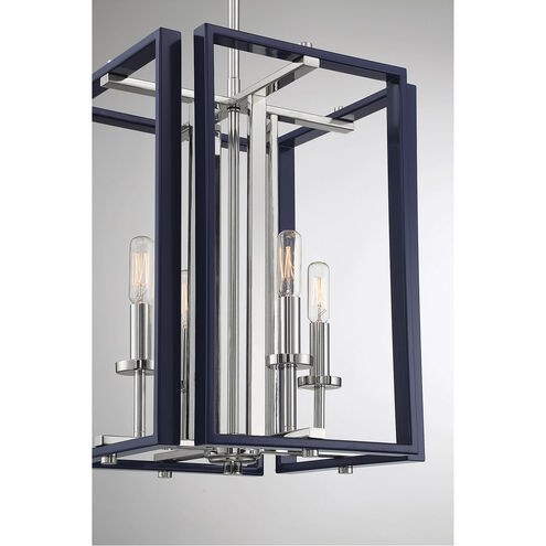 Champlin 4 Light 12.38 inch Navy with Polished Nickel Accents Pendant Ceiling Light in Navy/Polished Nickel