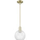 Arcadia Athens 1 Light 8 inch Antique Brass Mini Pendant Ceiling Light in Clear