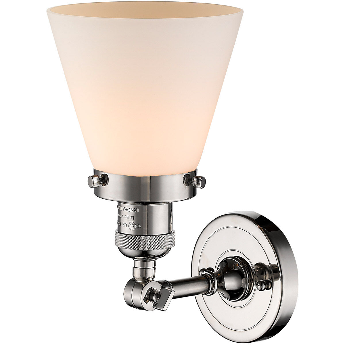 Franklin Restoration Small Cone 1 Light 6 inch Polished Nickel Sconce Wall Light in Matte White Glass, Franklin Restoration