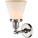 Franklin Restoration Small Cone 1 Light 6 inch Polished Nickel Sconce Wall Light in Matte White Glass, Franklin Restoration