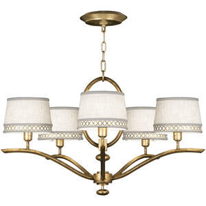Allegretto 5 Light 29 inch Gold Chandelier Ceiling Light in White Textured Linen