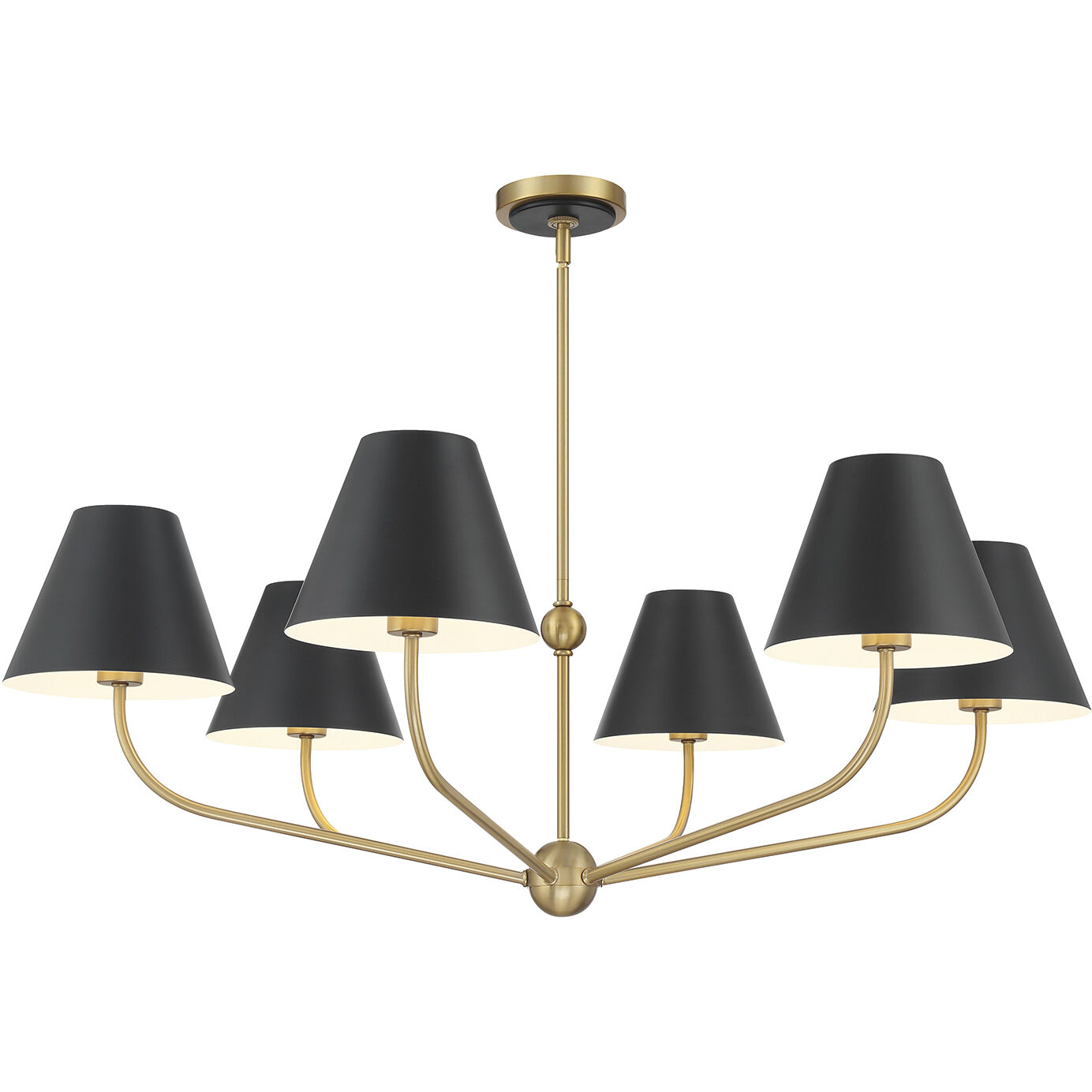 Xavier 6 Light 40 inch Vibrant Gold Chandelier Ceiling Light in Vibrant Gold and Matte Black