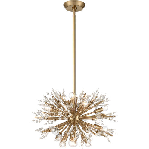 Starburst 15 Light 20 inch Satin Brass Chandelier Ceiling Light