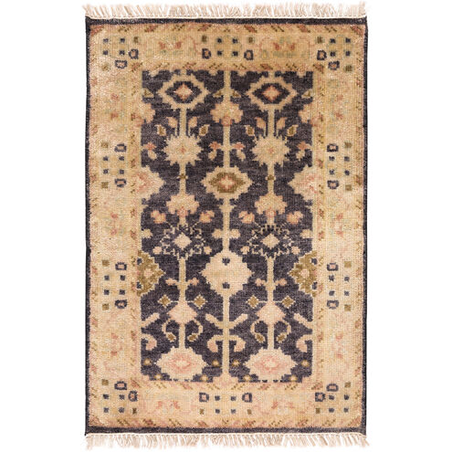 Antique 36 X 24 inch Dark Brown, Tan, Burnt Orange Rug