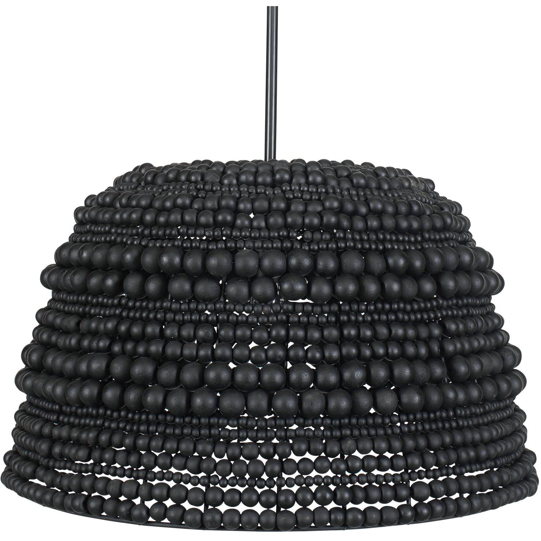 Persephone 1 Light 20.75 inch Black Wooden Beads and Matte Black Pendant Ceiling Light