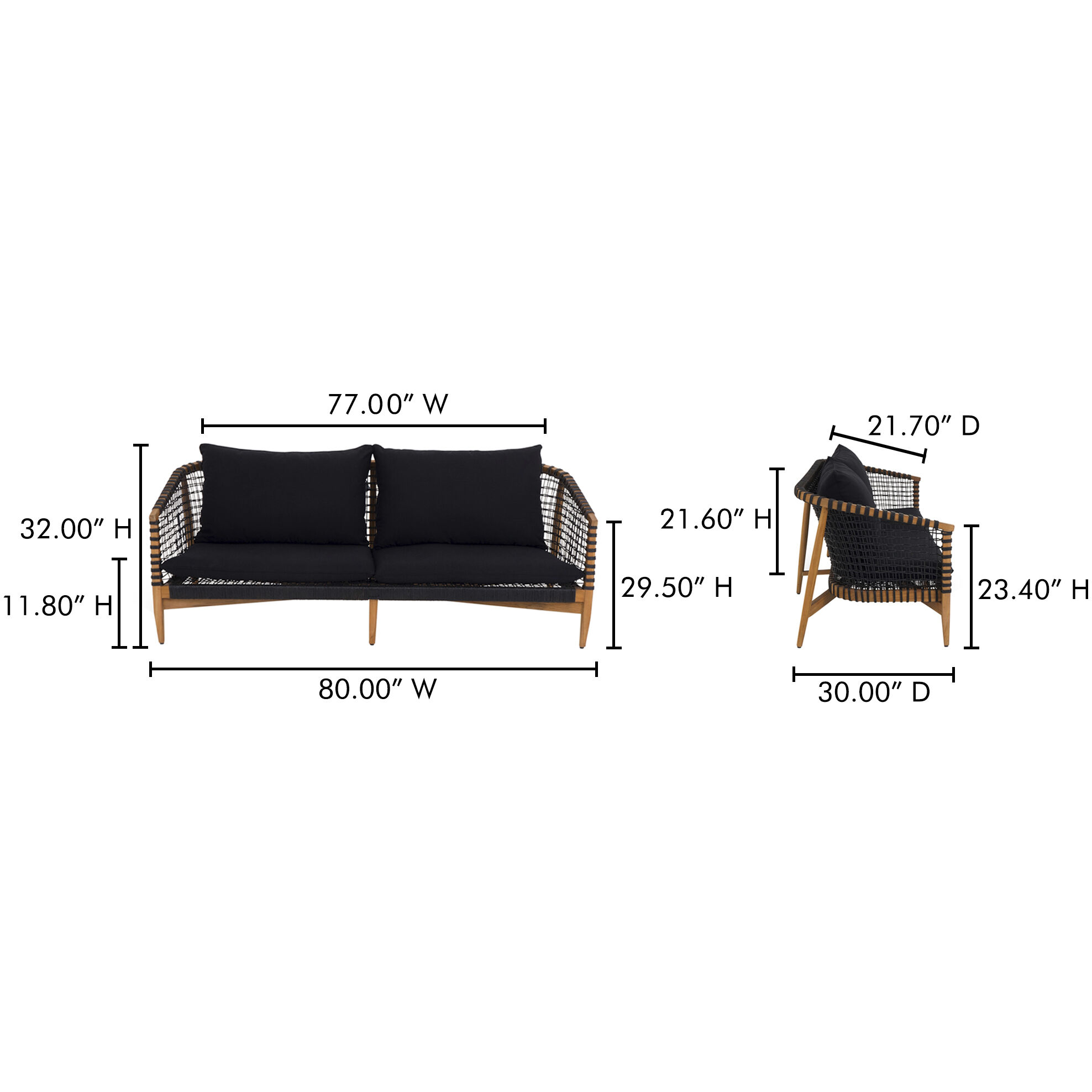 Kuna Black Outdoor Sofa