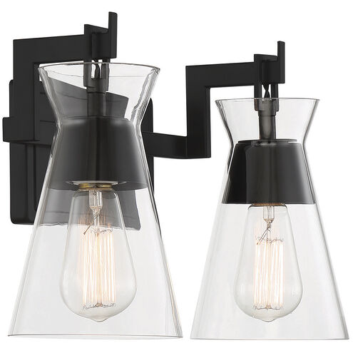 Lakewood 2 Light 16 inch Black Bathroom Vanity Light Wall Light, Essentials