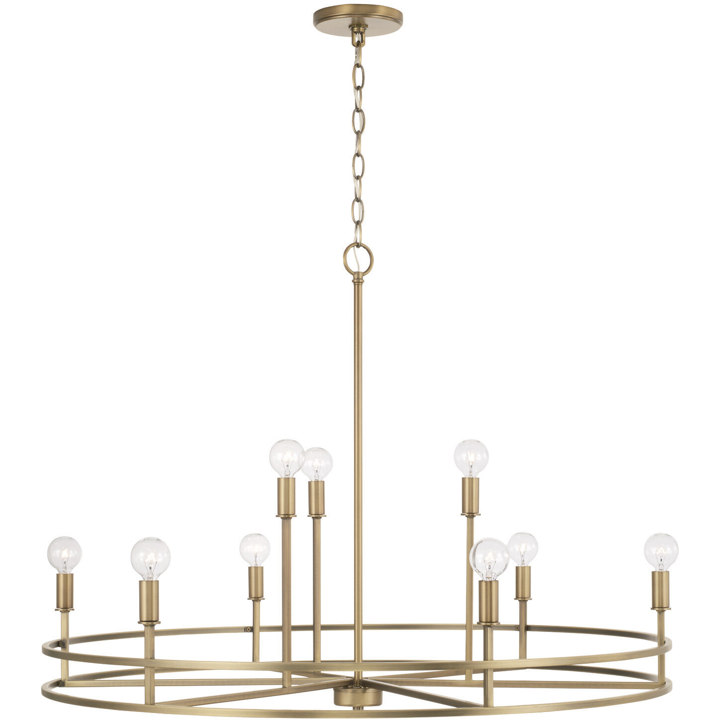 Fuller 9 Light 34.75 inch Aged Brass Chandelier Ceiling Light