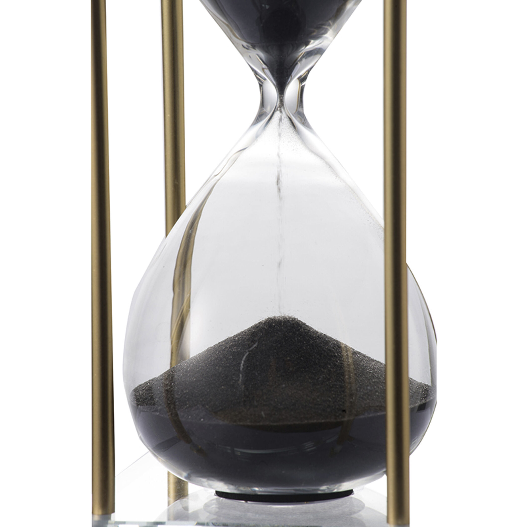 Modern Black and Clear and Brass Hourglass