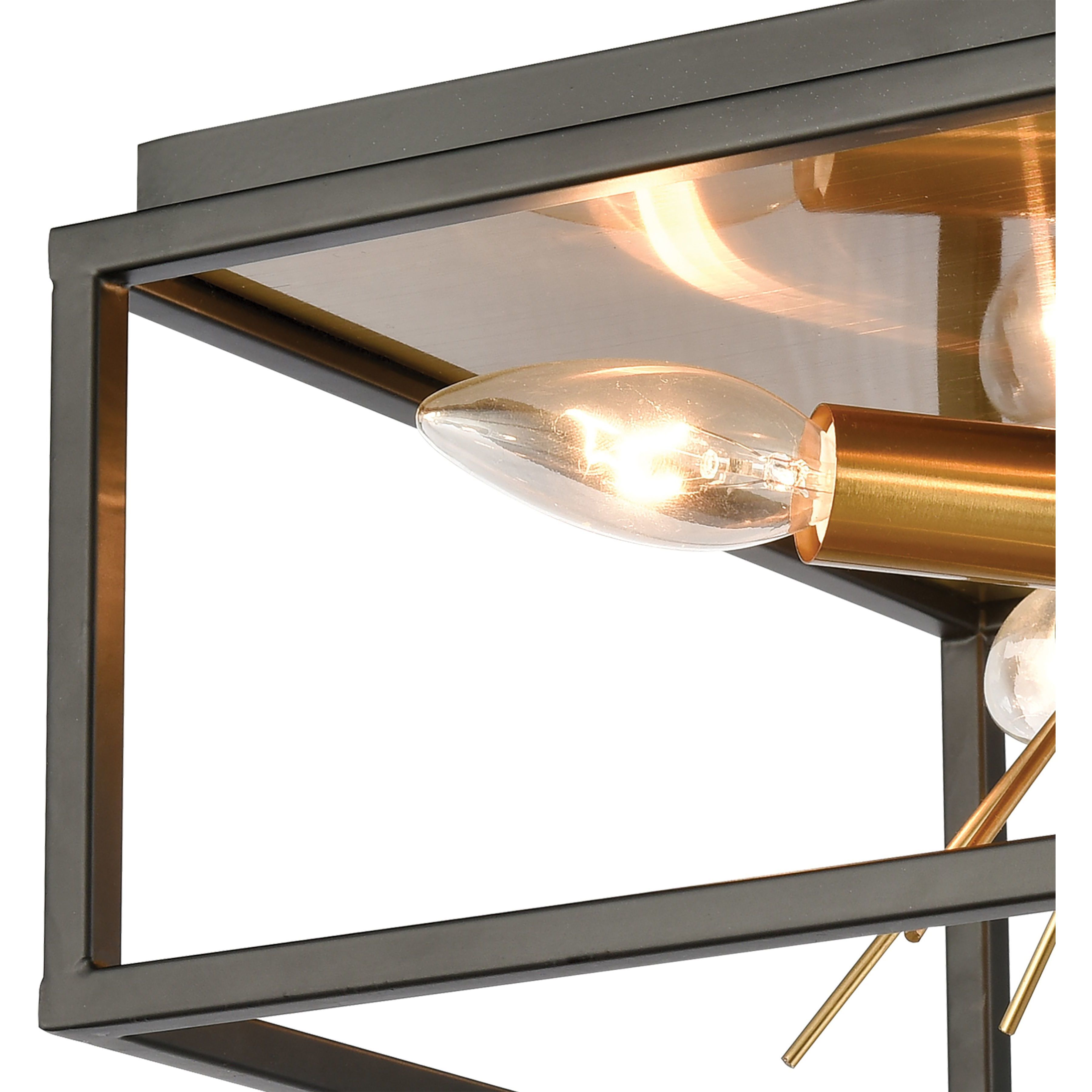Spark 4 Light 12 inch Matte Black with Burnished Brass Flush Mount Ceiling Light
