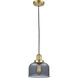 Franklin Restoration Bell 1 Light 8 inch Satin Gold Mini Pendant Ceiling Light in Incandescent, Plated Smoke, Franklin Restoration