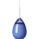 Sean Lavin Alina 1 Light 12 Satin Nickel Low-Voltage Pendant Ceiling Light in MonoRail, LED 90 CRI 3000K, Steel Blue Glass