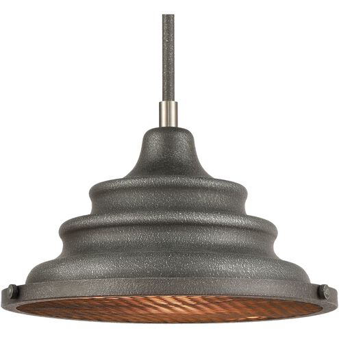 Carbondale 1 Light 14 inch Slate Mist with Satin Nickel Pendant Ceiling Light