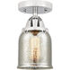 Nouveau 2 Small Bell 1 Light 5 inch Polished Chrome Semi-Flush Mount Ceiling Light in Silver Plated Mercury Glass