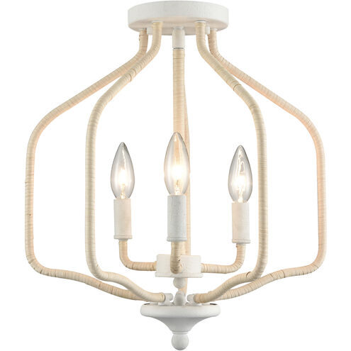 Breezeway 3 Light 15.75 inch White Coral with Natural Semi Flush Mount Ceiling Light
