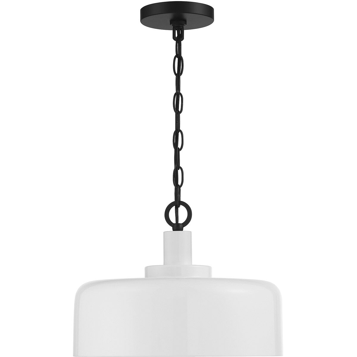 Farmhouse 1 Light 14 inch White with Black Pendant Ceiling Light