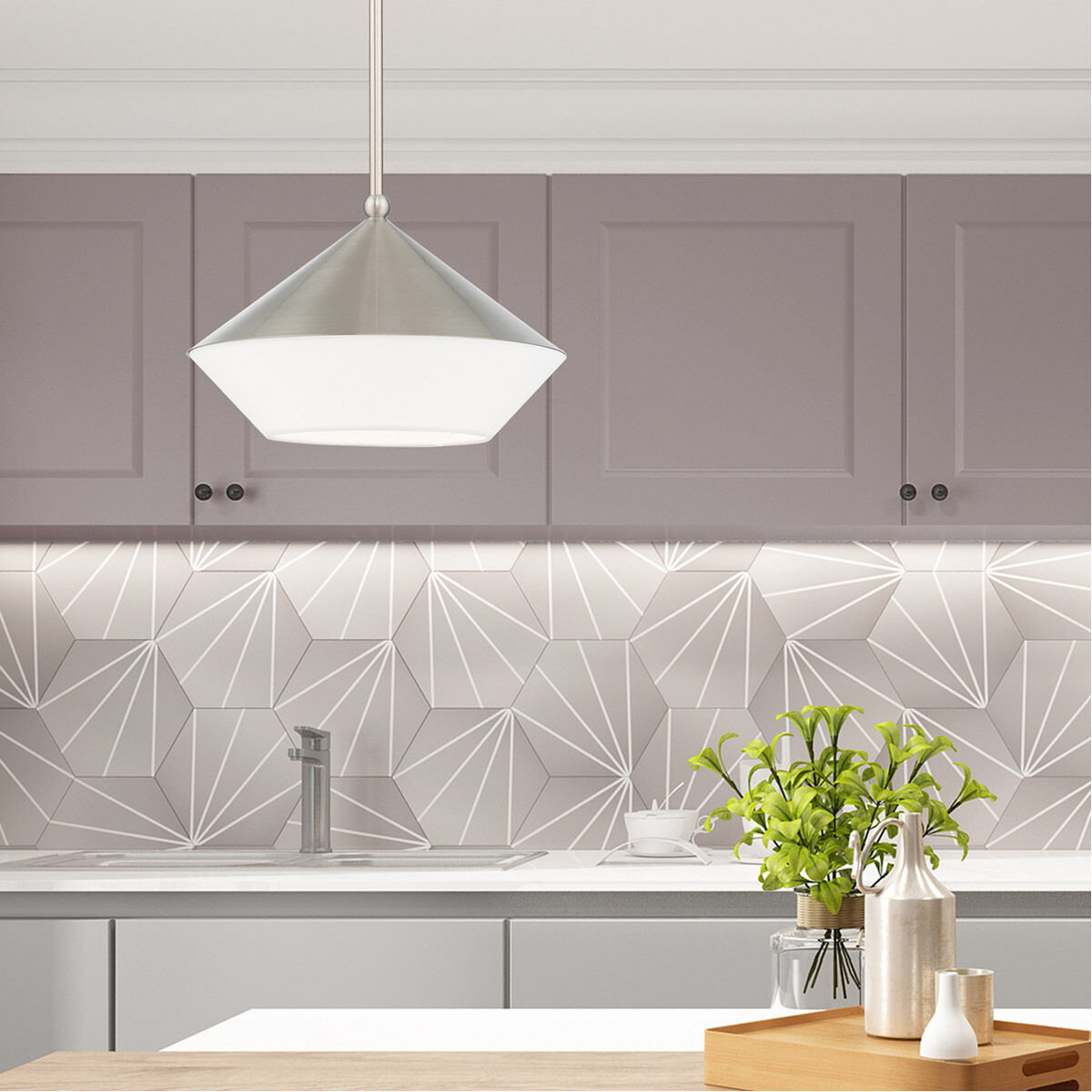 Stockholm 1 Light 13 inch Brushed Nickel Mini Pendant Ceiling Light