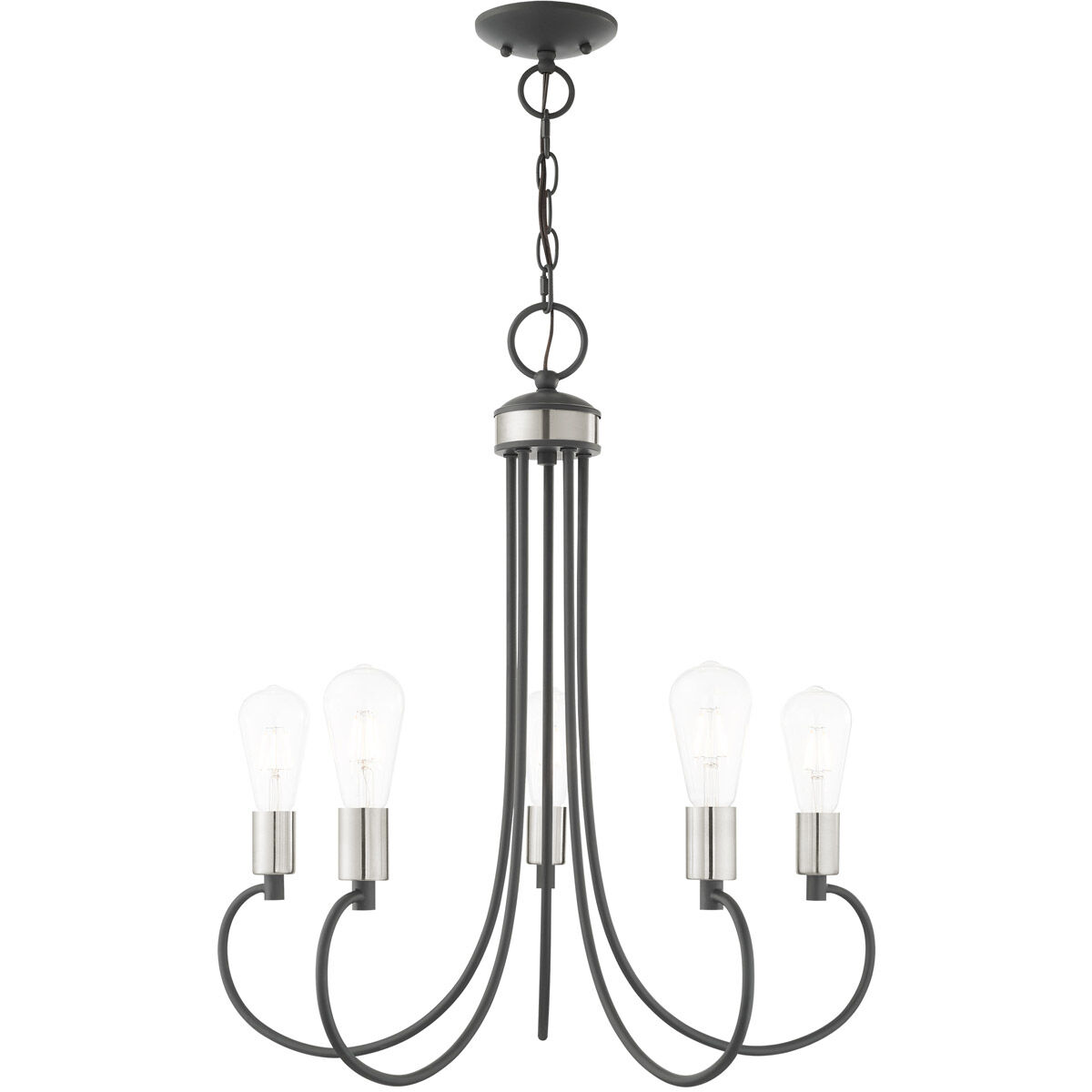 Bari 5 Light 25 inch Scandinavian Gray with Brushed Nickel Accents Chandelier Ceiling Light