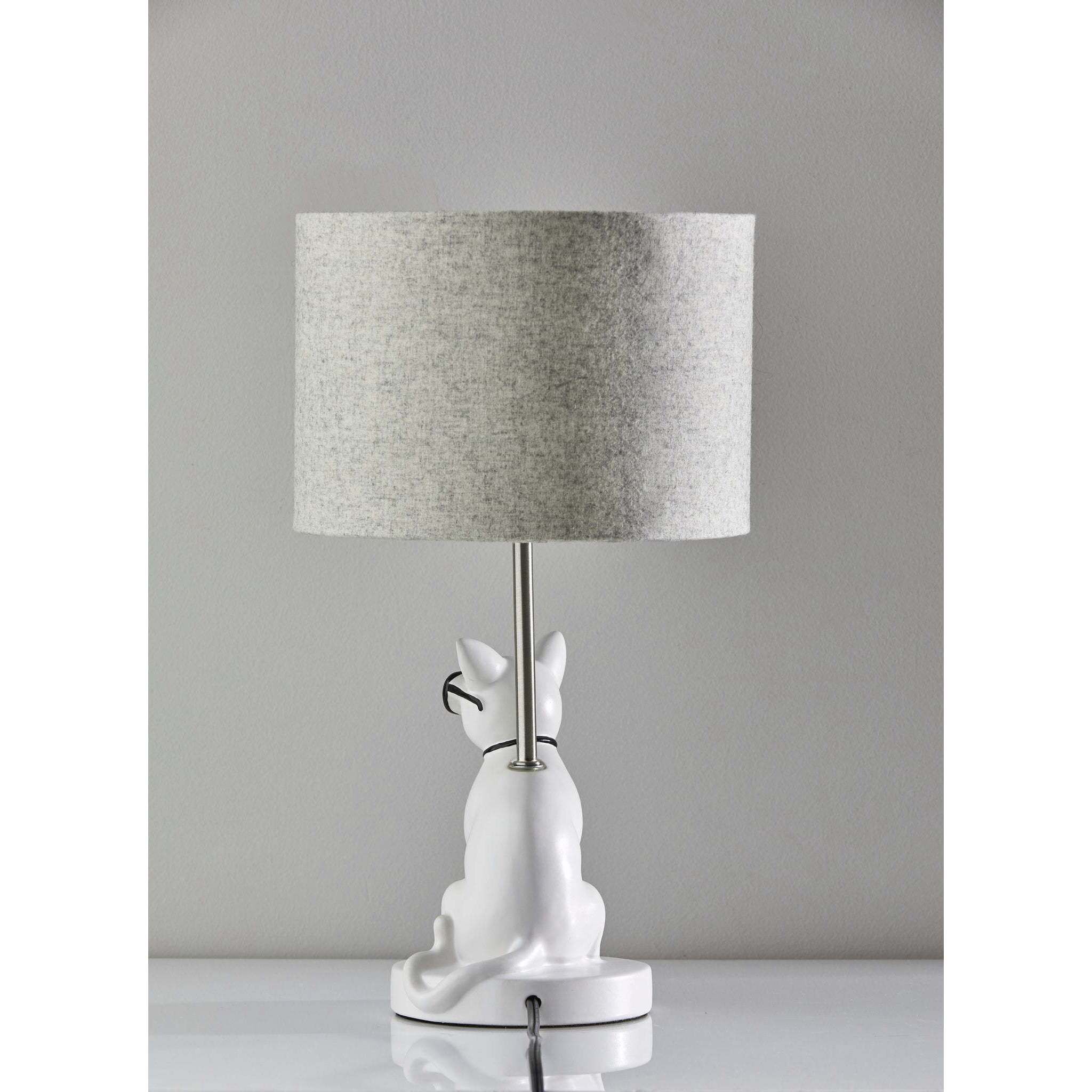Sunny 18 inch 60 watt White Ceramic with Brushed Steel Neck Table Lamp Portable Light, Simplee Adesso
