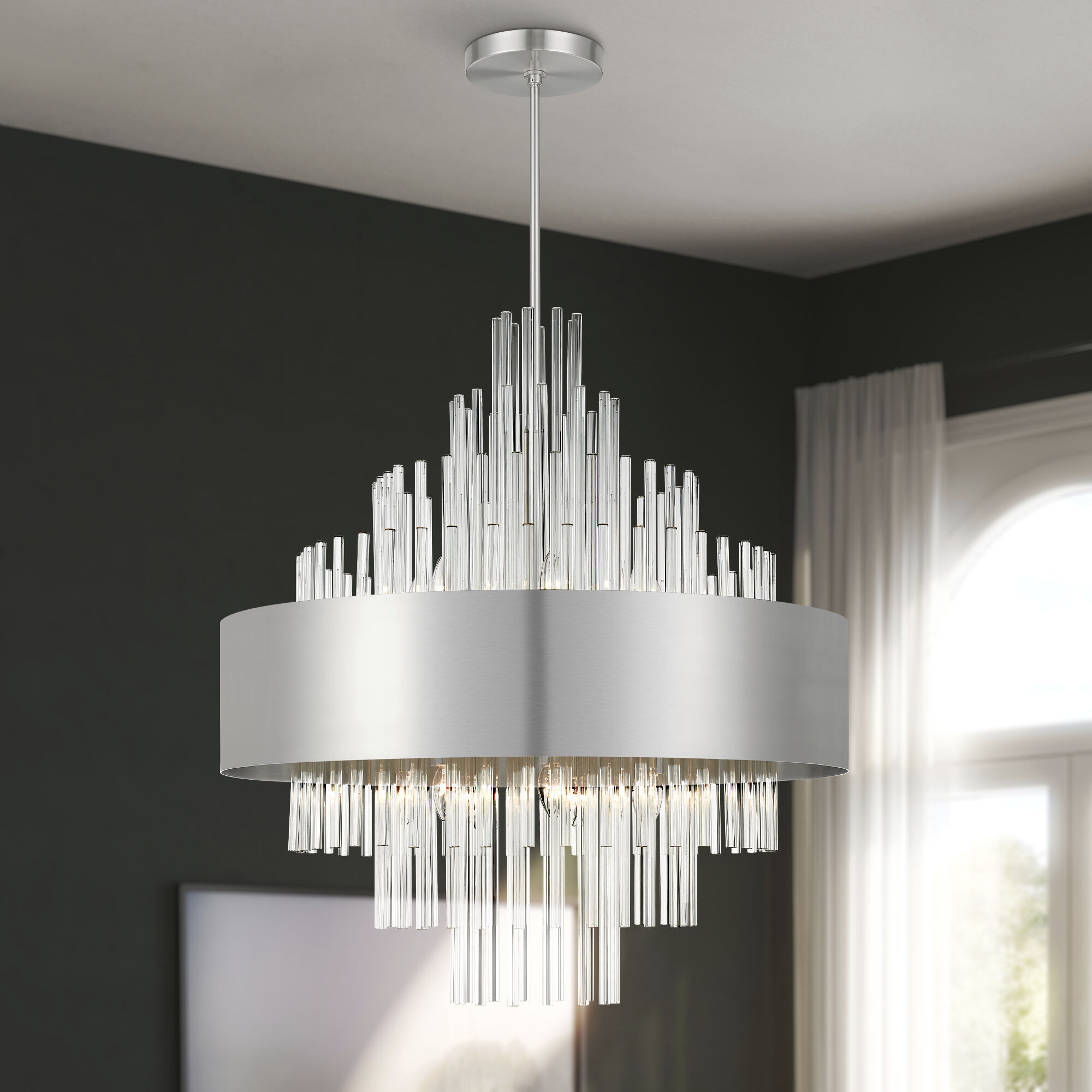 Orenburg 14 Light 35 inch Brushed Nickel Large Pendant Chandelier Ceiling Light