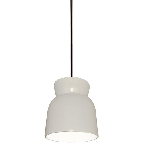 Radiance Collection 1 Light 8 inch Gloss White with Brushed Nickel Pendant Ceiling Light