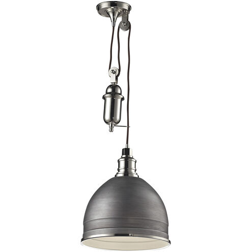 Carolton 1 Light 12 inch Polished Nickel with Weathered Zinc Mini Pendant Ceiling Light