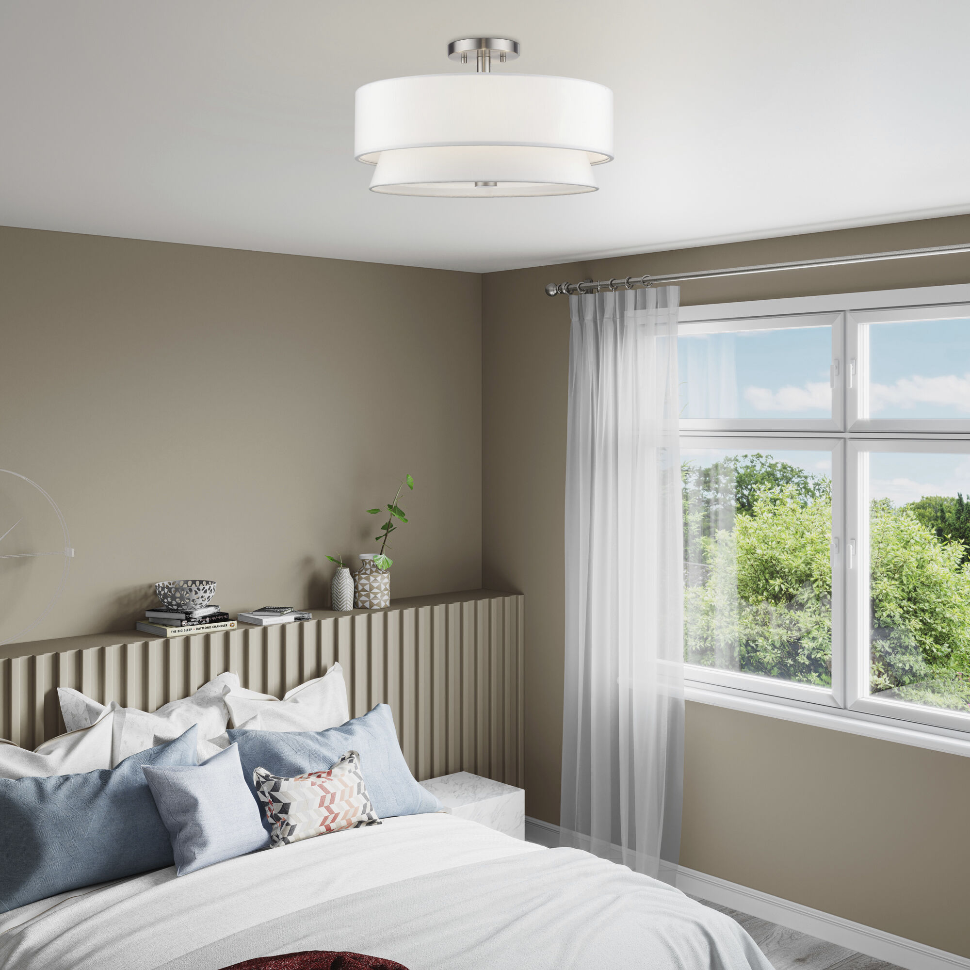 Fontana 4 Light 18 inch Brushed Nickel Semi-Flush Ceiling Light